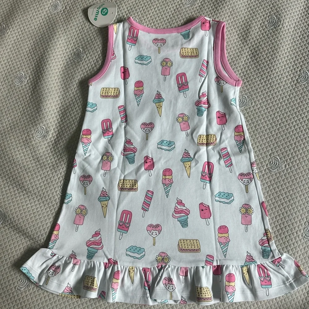Baby Noomie 100% Pima Cotton Ice Cream Print Ruffle Dress NWT 4T